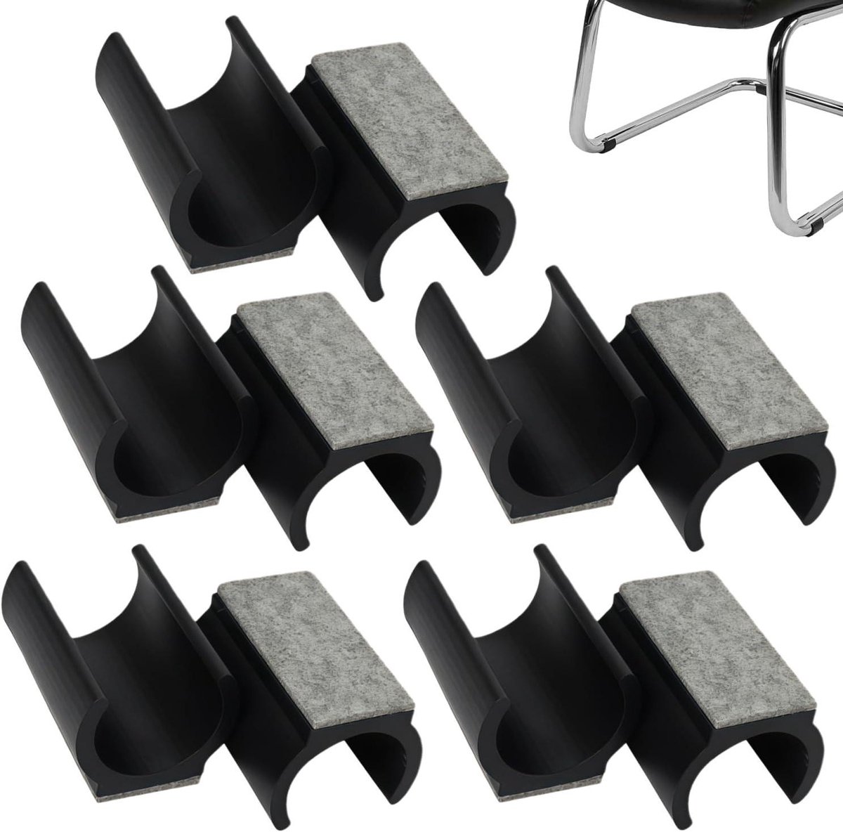Stoelglijders Kunststof - Voetjes Stoel - Vloeren Beschermen - U-vormig Antislip - 10 stuks - Zwart
