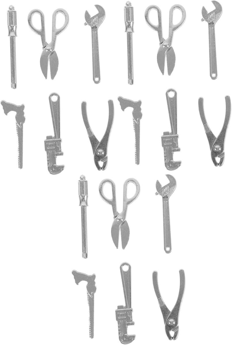 Miniatuur Gereedschap Set - Poppenhuis Reparatie Set - Poppenhuis Decoratie - Realistisch Metaal - 27 x 20 x 2 mm