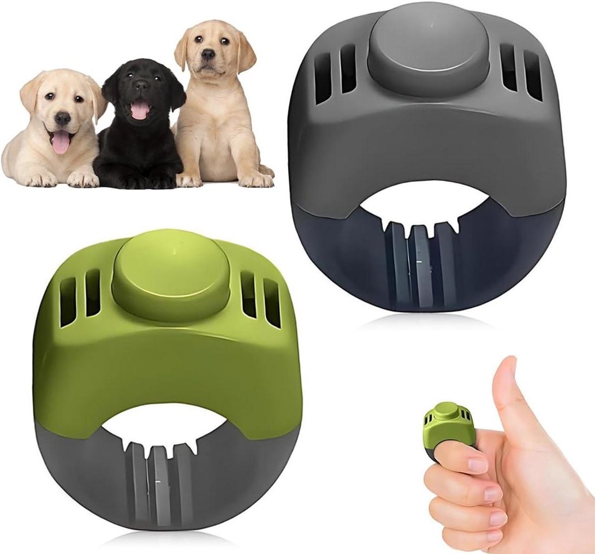 Hondentrainers Clickers - Huisdier Trainingsaccessoires - Gedrag Trainen - Ergonomisch Vingerontwerp - 21 mm - Groen en Grijs