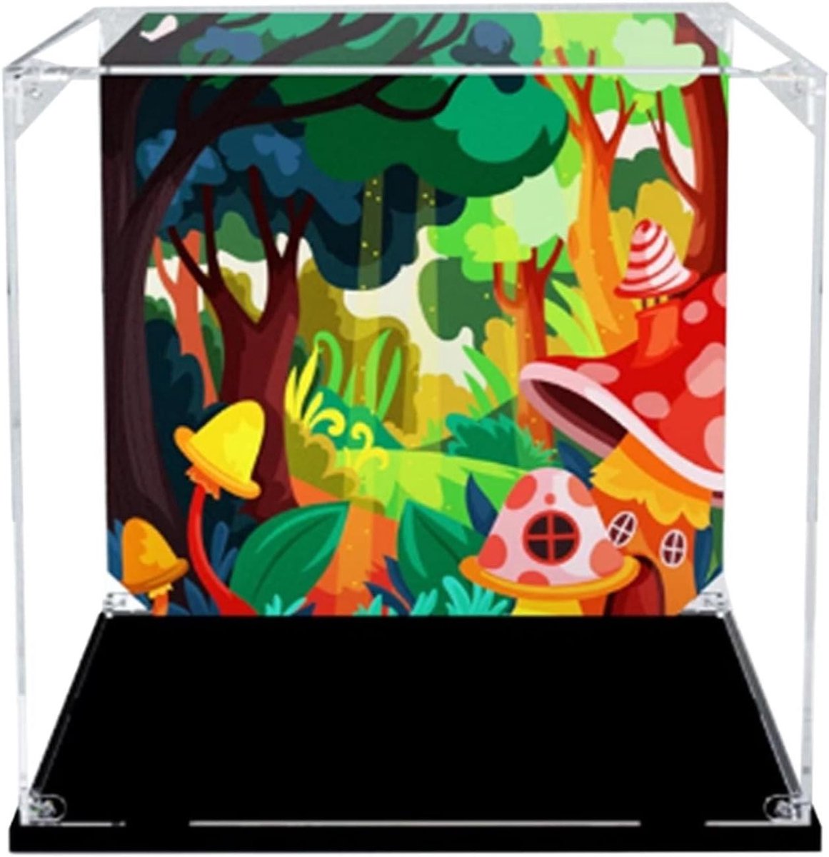 Vitrinekast Acryl - Displaybox Stofdoos - Model Beschermen - Gereedschapsloze Montage - 30x30x30 cm - Zwarte Basis