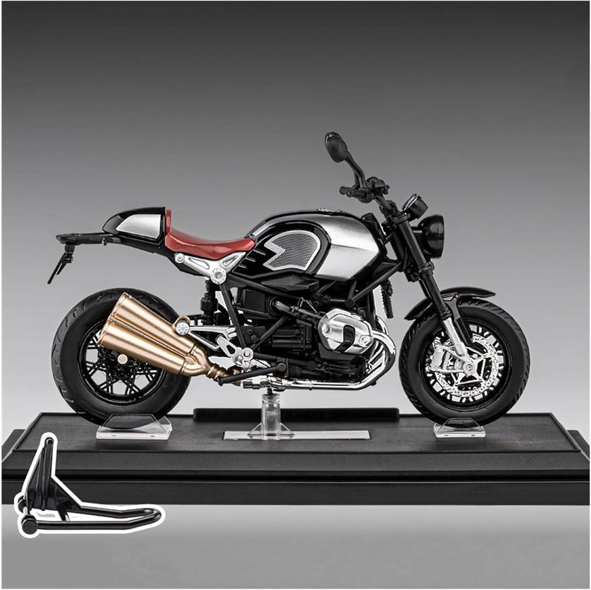 Motorfiets Schaalmodel - Modelvoertuig Minimoto - Verzamelen en Decoreren - Gedetailleerd Gegoten Metaal - 1:12 - Zwart