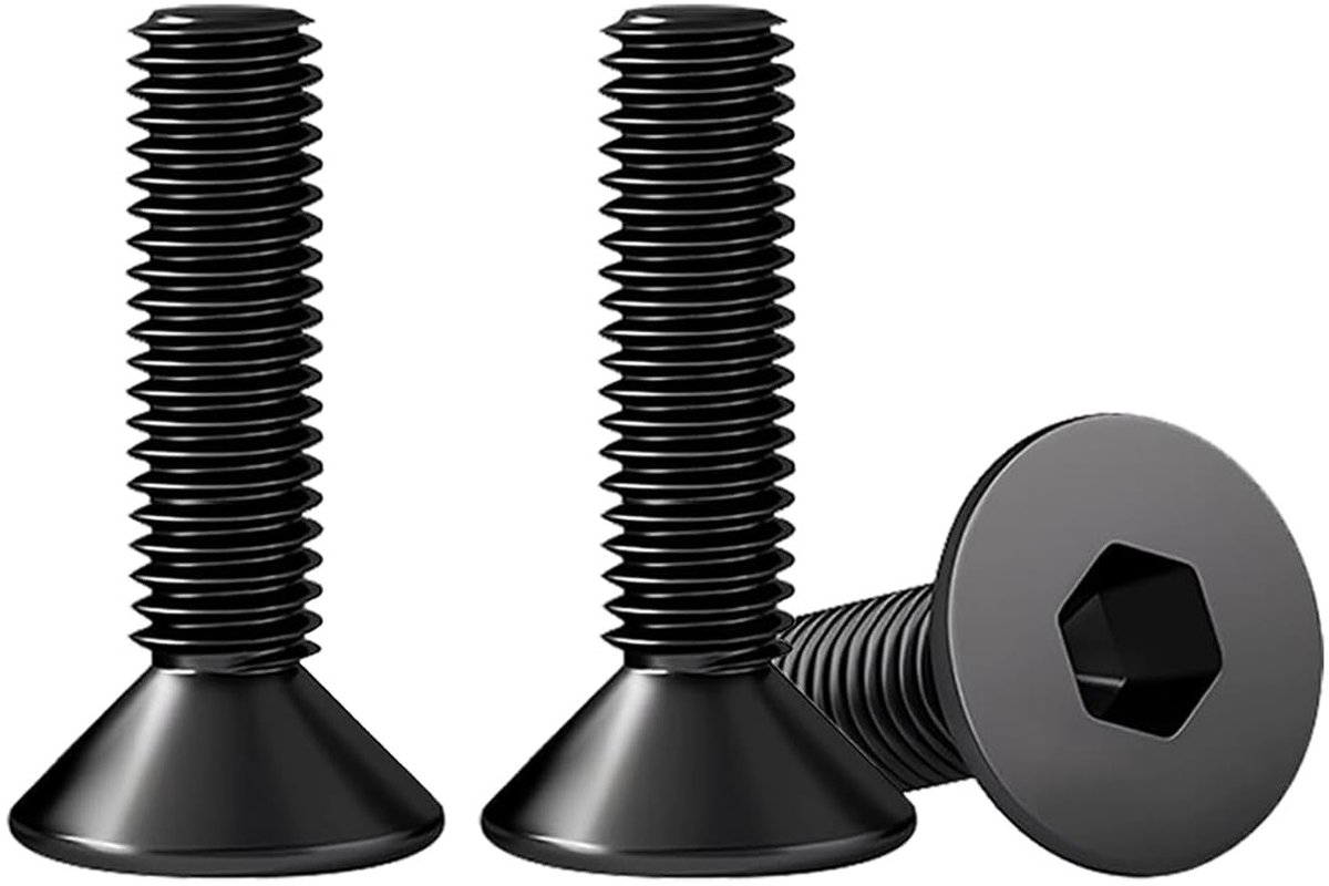Set van 10 verzonken schroeven zwart roestvrij staal M8 x 25 mm DIN 7991 met zeskantkop A2 V2A VA voor duurzame bevestiging en montage