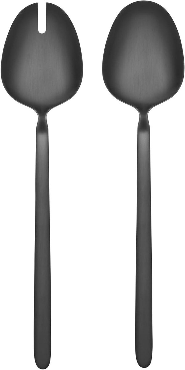 Saladebestek Set - Opscheplepels Saladelepels - Tafel Dekken - Roestvrij Staal - 28 cm - Zwart