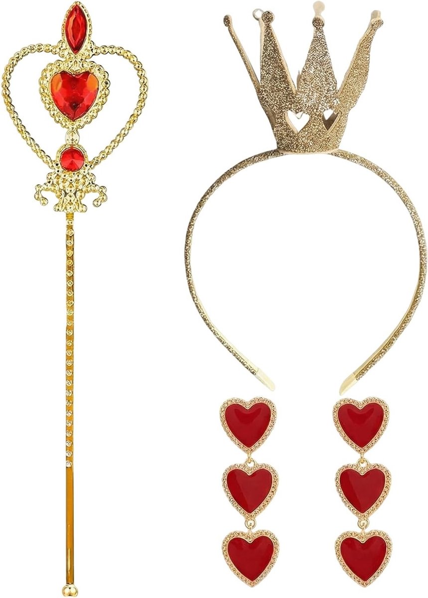 Koninklijke Kostuum Accessoires voor Vrouwen met Kroon en Scepter voor Cosplay, Carnaval en Themafeesten