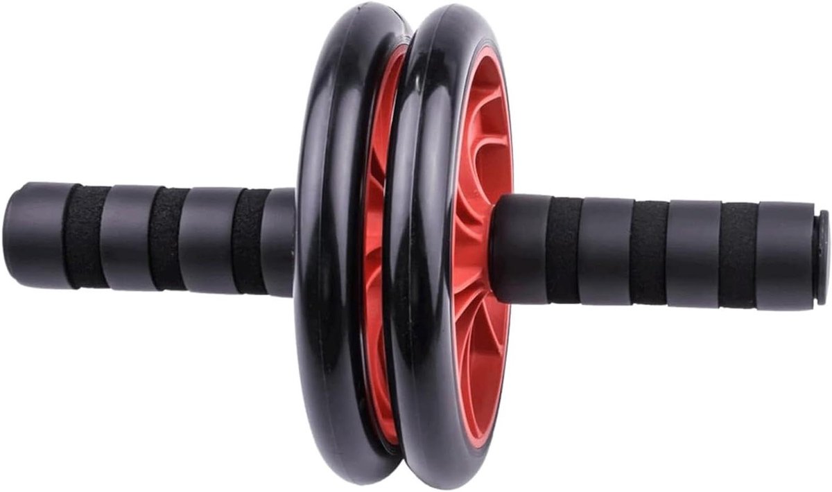Buikwielroller - Oefenwiel - Buikspieren Trainen - Dubbele Wielen Stabiliteit - 16 cm Diameter - Zwart