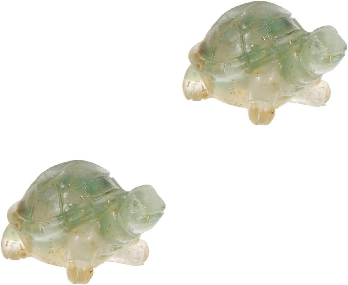 Schildpad Ornamenten - Beeldje Welvaart - Interieur Decoratie - Helende Steen - 5 x 3 x 2.7 cm - Groen