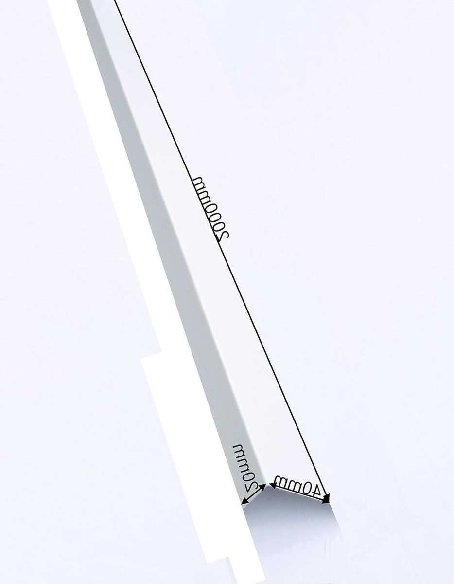 Aluminium Hoekplaat - L-profiel Kantplaat - Gevel Beschermen - Asymmetrisch 40x20mm - 2 meter - Wit RAL 9010
