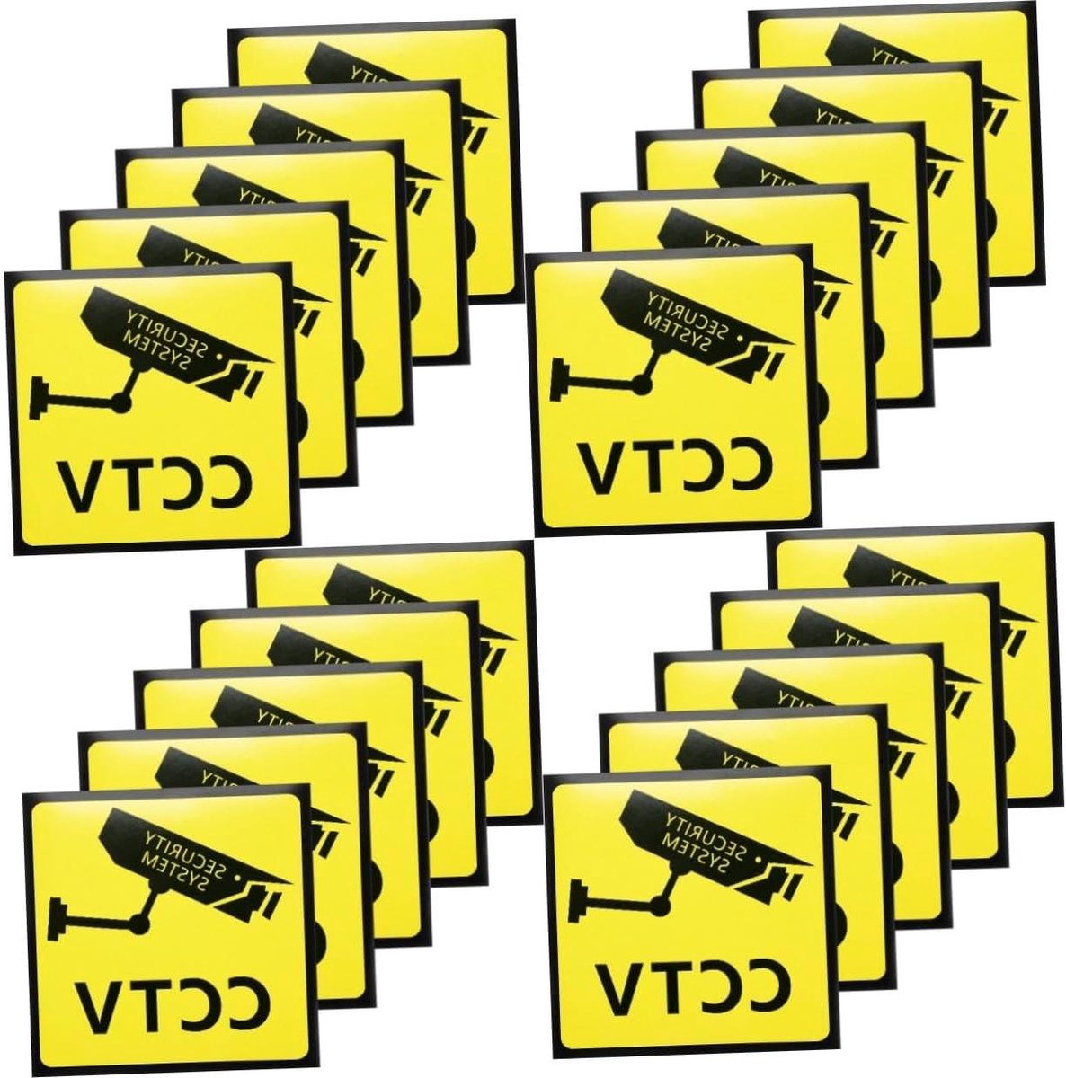 Waarschuwingsborden Alarmsysteem - Videoborden Beveiliging - Huis Beveiligen - Zelfklevend Makkelijk Plakbaar - 9.8 x 9.8 cm - Geel