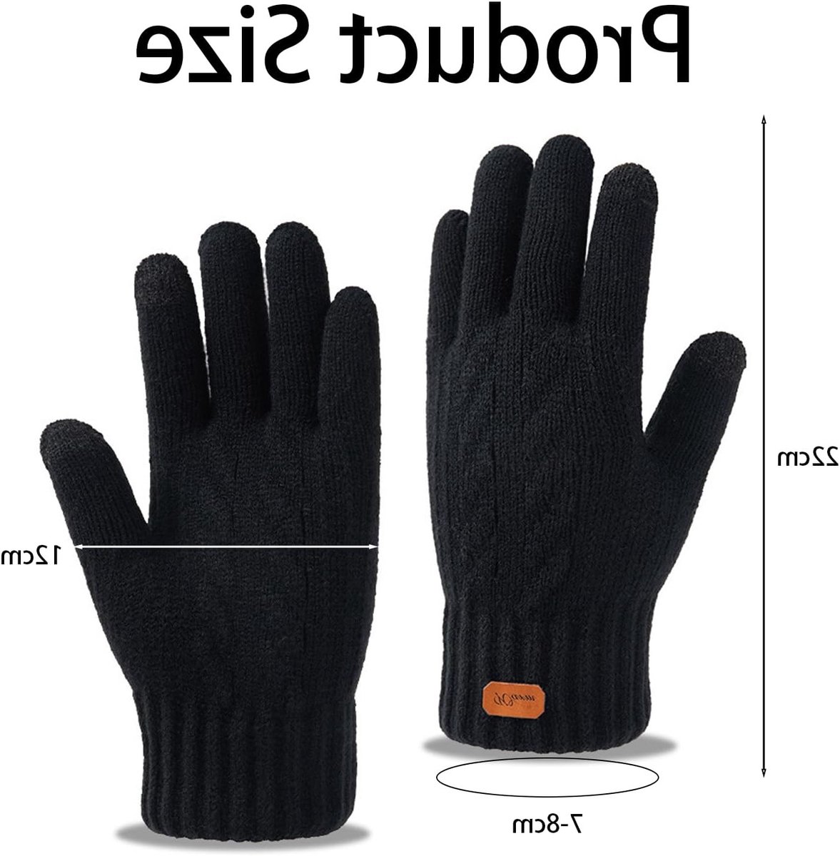 Heren Winterhandschoenen - Thermisch Warme Gebreide Touchscreen Handschoenen met Fleece Voering voor Hardlopen en Skiën, Dubbele Laag en Elastische Manchet