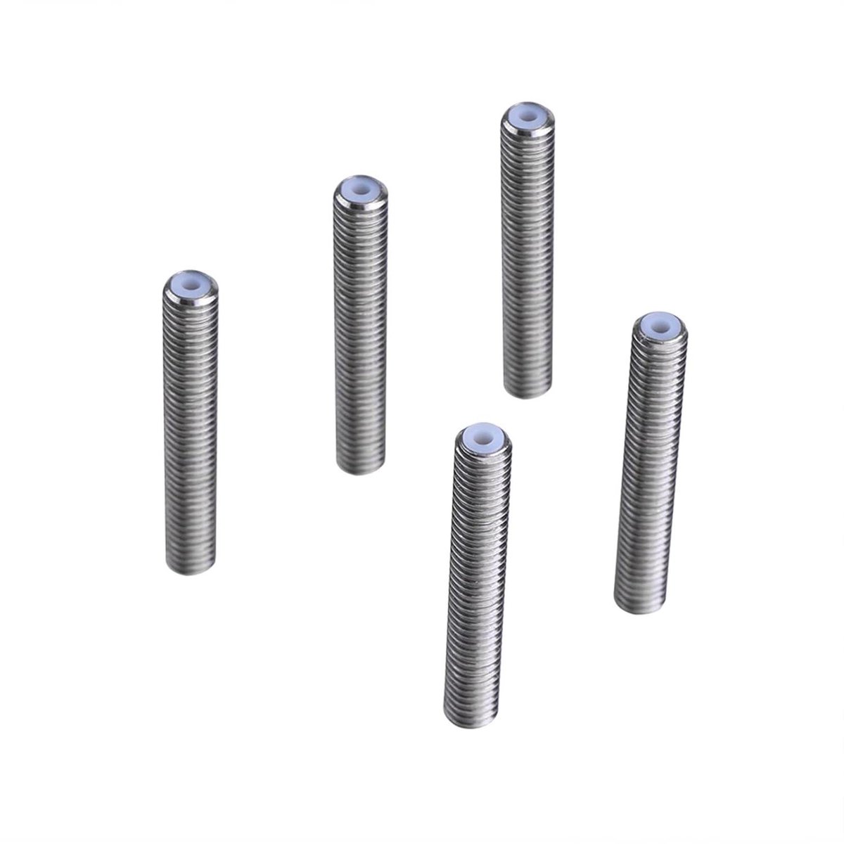 Keel Extruderonderdelen - Mondstuk Hals - 3D Printer Onderhoud - Roestvrijstaal met PTFE - 5 Stuks M6 - Zilverkleurig