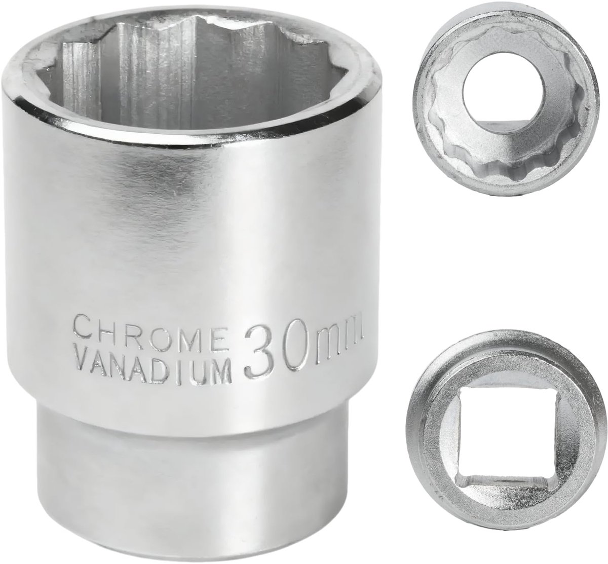 carmdering - Slagmoersleutel - Slagdop - 12-Kant Socket - 30mm Precisie Opening - 15° Minimale Draaihoek - Chroom-Molybdeenstaal - Witte Corrosiebestendige Coating - Ideaal Voor Krappe Ruimtes - 1 Stuk