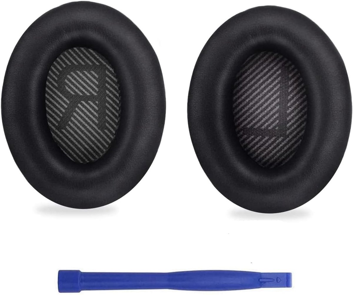 Vervangende Oorkussens voor Over-Ear Hoofdtelefoons, Zacht Leer, Geluidsisolatie, Geschikt voor Bose QuietComfort 35, QC25, QC15 en QC35 II - Zwart