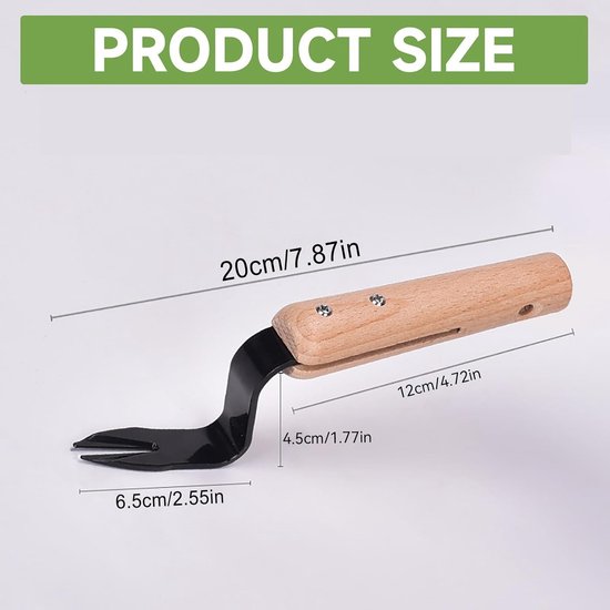 Handgereedschap Onkruid - Tuinvork Wieden - Effectief Tuinieren - Ergonomisch Houten Handvat - 20 cm Lengte - Niet gespecificeerd — afbeelding 2