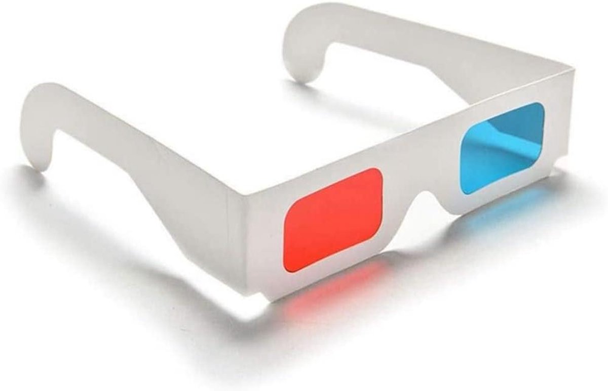 3D Brillen - Stereo Lenzen - Films Kijken - Anaglyph Papier - 14 x 4 cm - Rood en Blauw