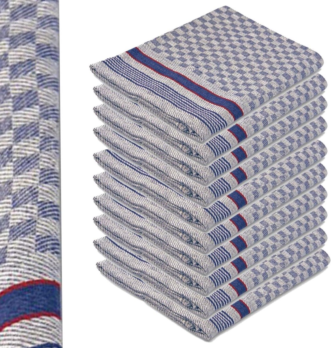 Theedoeken Set - Keukenhanddoeken Keukendoeken - Keuken Schoonmaken - Gastronomische Kwaliteit - 45 x 90 cm - Blauw Wit