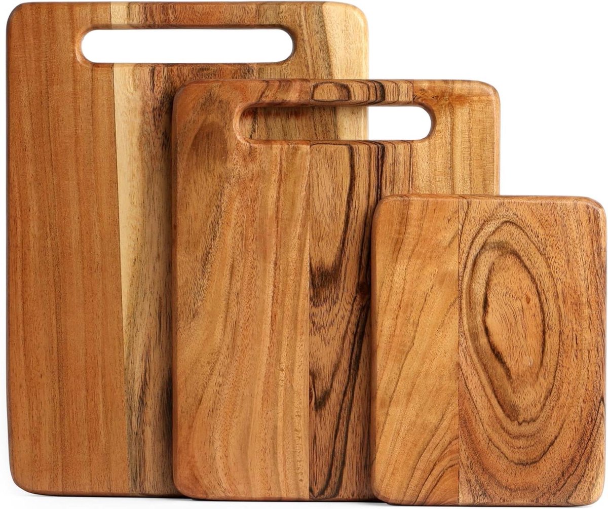 Houten Snijplanken - Snijplank Set - Keukenwerk - Met Sapgroef - Set van 3 - Bruin