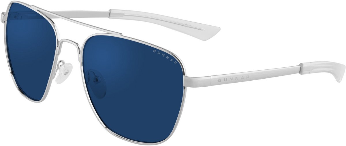 GUNNAR - MUSTANG Gaming Bril - Computerbril - Blauw Licht Bril - Blue Light Glasses 0.0 Sterkte - Chrome - Sun
