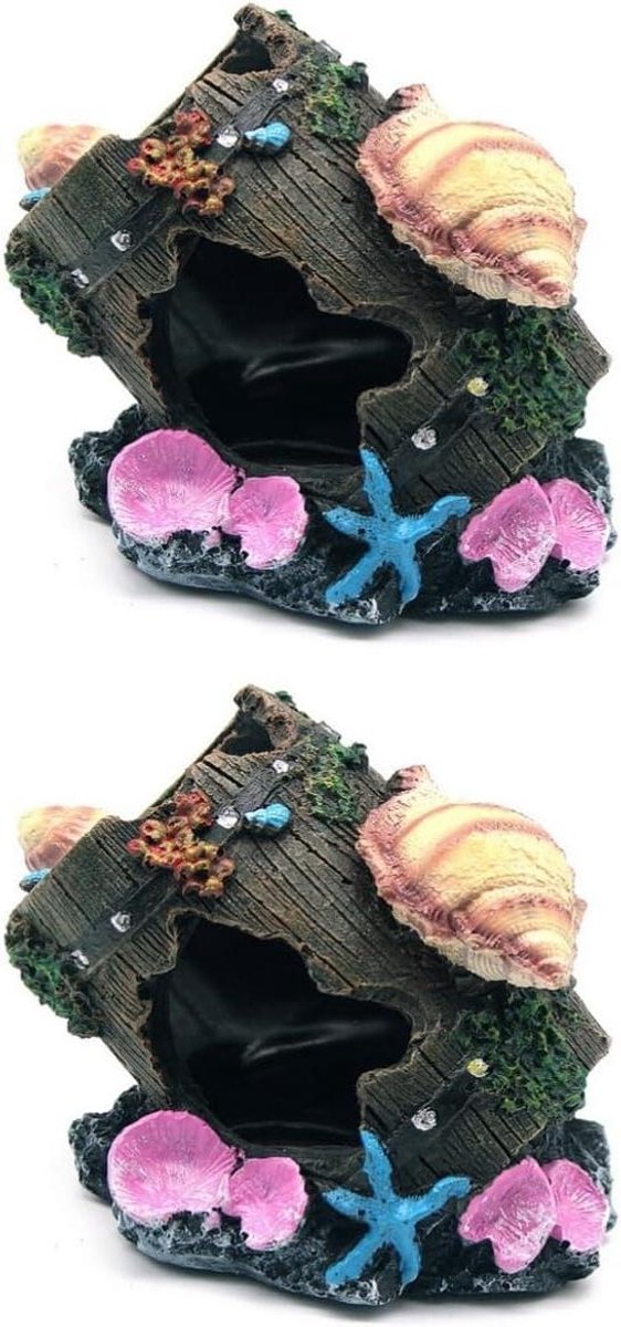 Aquarium Decoratie - Vis Verblijf - Aquarium Aankleden - Wijnvat Ontwerp - 12.5 x 8 x 10 cm - Gekleurd