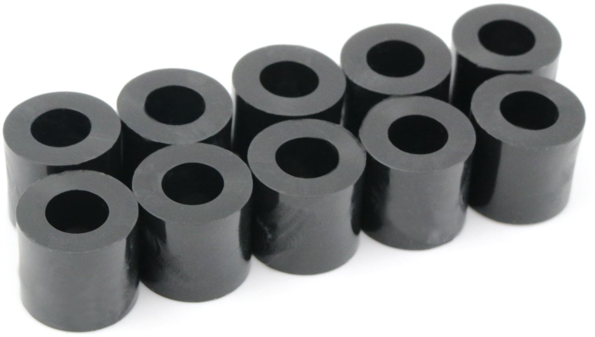 aladdien - Afstandshulzen - 10 x sluitringen - HD-polyethyleen - zwart - M5 afstandsstukken - ideaal voor klussen - 10 mm breedte