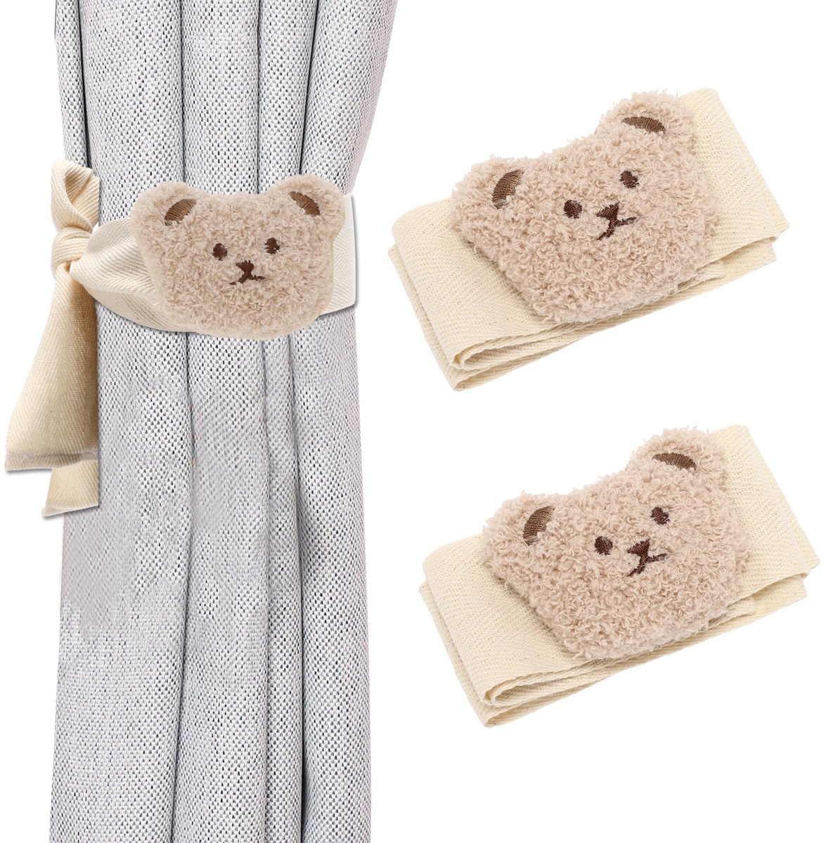 aladdien - Embrasses voor gordijnen - Berenvorm - Eenvoudig te bevestigen - Beige kaki - Gordijnhouders - Decoratie voor elke kamer