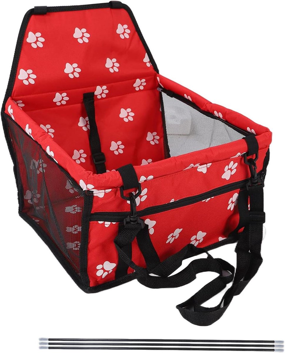 Huisdier Autostoel - Reismand Auto - Veilig Reizen - Opvouwbaar Ontwerp - 44 x 35 x 3 cm - Rood
