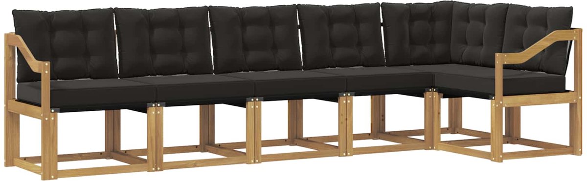 vidaXL Buiten - bank - set - 6 - st - 6-zits - Wit - en - zwart Wit en zwart