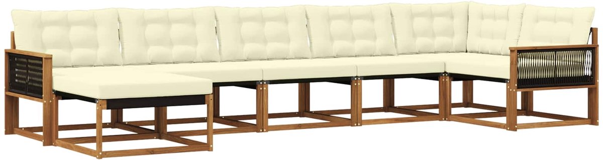 vidaXL Buiten - bank - set - 7 - st - 7-zits - Natuurlijk - en - Crème Natuurlijk en Crème
