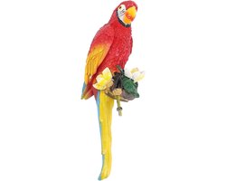 Papegaai Beeld - Ara Sculptuur Tropische Vogel - Tuin Decoratie - Levensecht Ontwerp - 38 x 18 x 15 cm