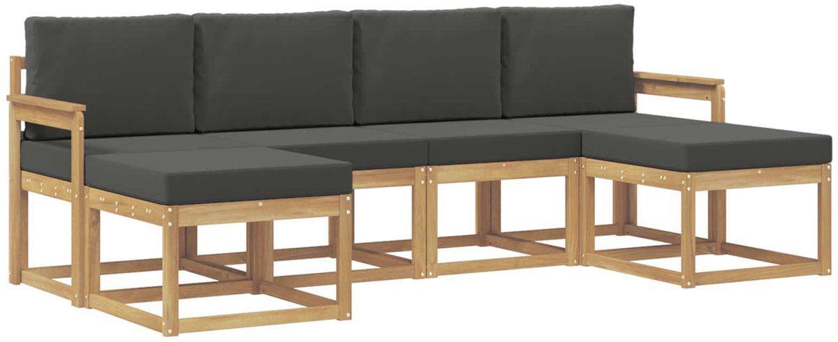 vidaXL Buiten - bank - set - 6 - st - 6-zits - Wit - en - antracietkleurig - Polyester Wit en antracietkleurig