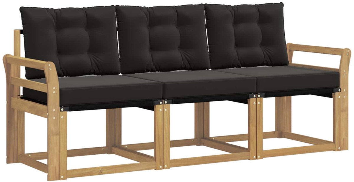 vidaXL Buiten - bank - set - 3 - st - 3-zits - Wit - en - zwart Wit en zwart