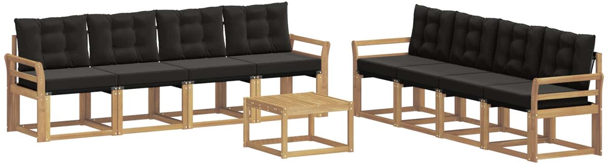 vidaXL Buiten - bank - set - 9 - st - 8-zits - Wit - en - zwart Wit en zwart