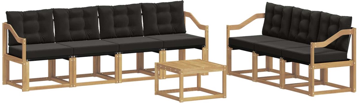 vidaXL Buiten - bank - set - 8 - st - 7-zits - Wit - en - zwart Wit en zwart