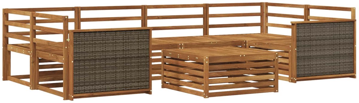 vidaXL Buiten - bank - set - 7 - st - 6-zits - Naturel - Massief - Acacia - Hout