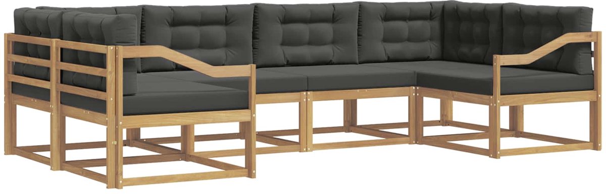vidaXL Buiten - bank - set - 6 - st - 6-zits - Wit - en - antracietkleurig Wit en antracietkleurig