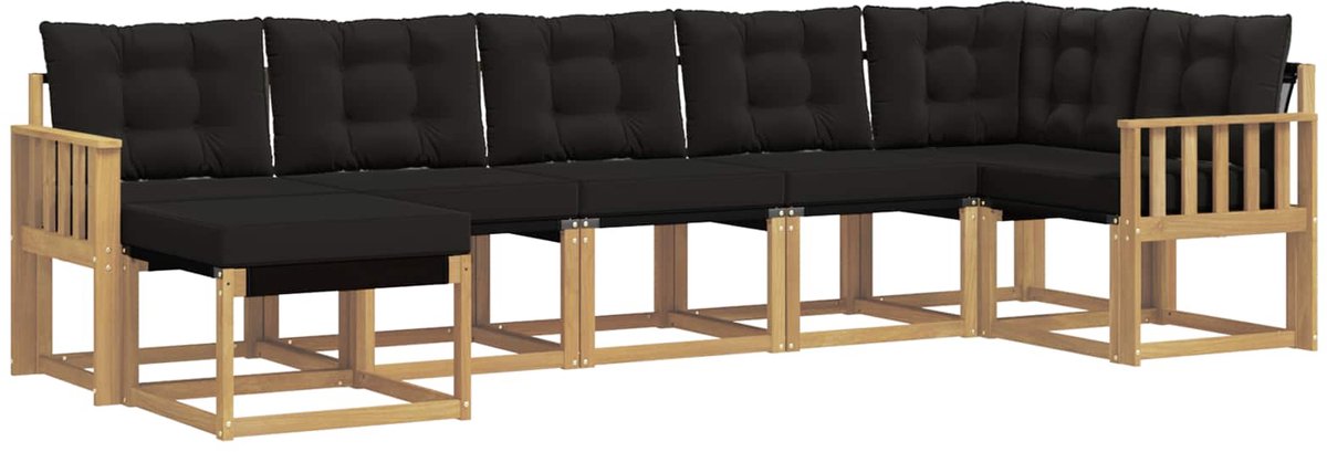 vidaXL Buiten - bank - set - 7 - st - 7-zits - Wit - en - zwart Wit en zwart