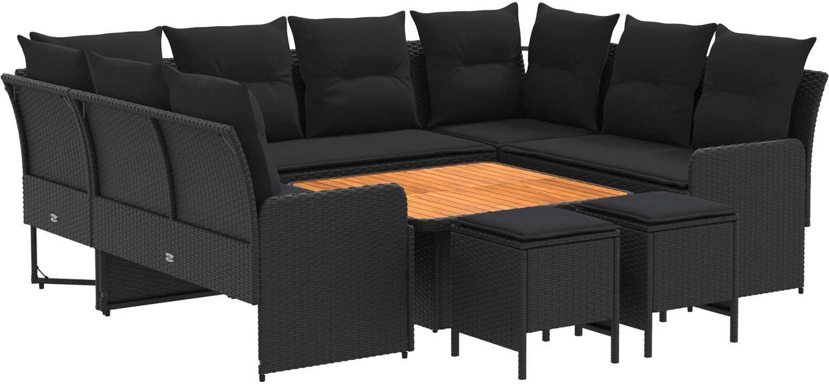 vidaXL Meubelsets - 8 - st - Zwart - 90 - x - 90 - x - 68 - cm - PE - Riet