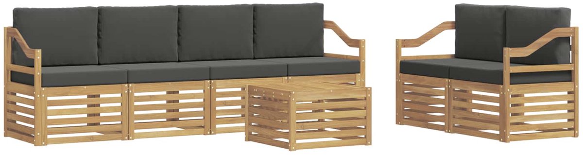 vidaXL Buiten - bank - set - 7 - st - 6-zits - Wit - en - antracietkleurig - Polyester Wit en antracietkleurig