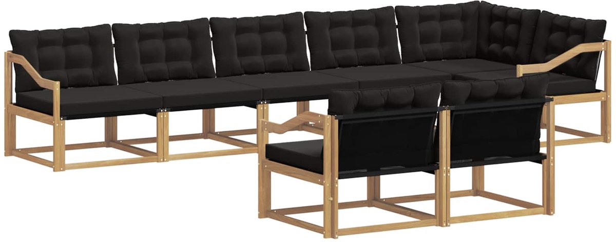 vidaXL Buiten - bank - set - 8 - st - 8-zits - Wit - en - zwart Wit en zwart