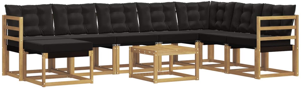 vidaXL Buiten - bank - set - 9 - st - Wit - en - zwart Wit en zwart