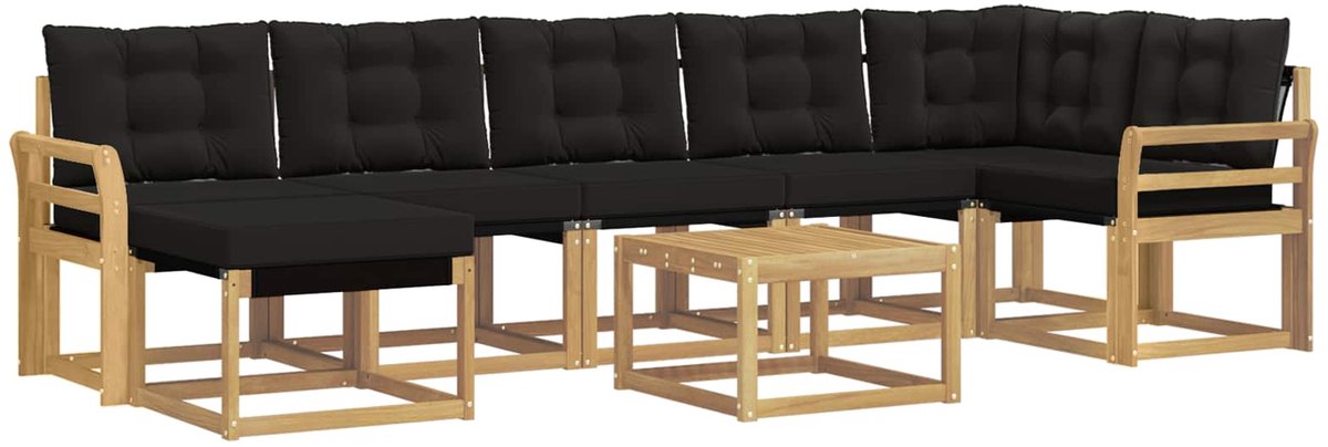 vidaXL Buiten - bank - set - 8 - st - 7-zits - Wit - en - zwart Wit en zwart