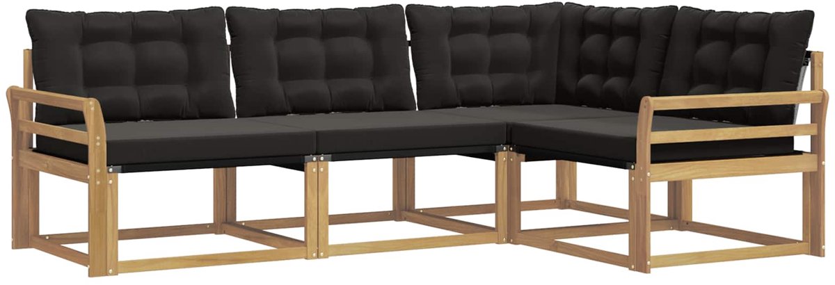 vidaXL Buiten - bank - set - 4 - st - Wit - en - zwart Wit en zwart
