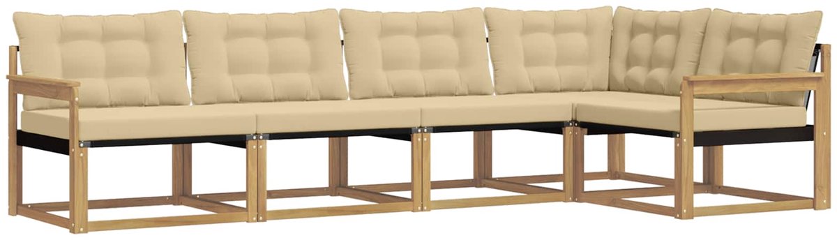 vidaXL Buiten - bank - set - 5 - st - Wit - en - Beige Wit en beige