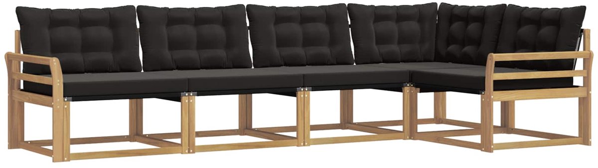 vidaXL Buiten - bank - set - 5 - st - Wit - en - zwart Wit en zwart