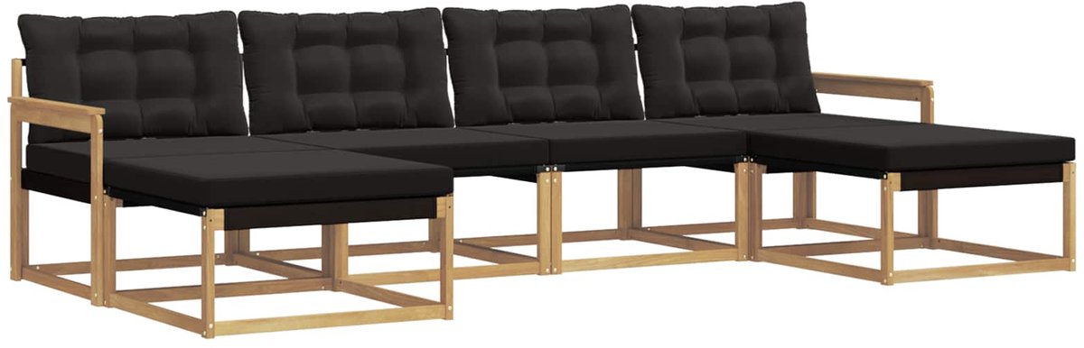 vidaXL Buiten - bank - set - 6 - st - 6-zits - Wit - en - zwart Wit en zwart
