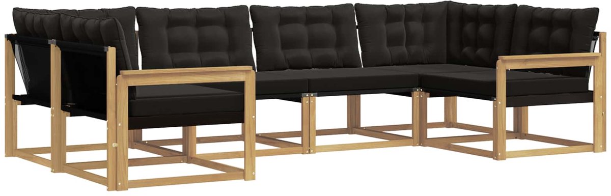 vidaXL Buiten - bank - set - 6 - st - 6-zits - Wit - en - zwart Wit en zwart