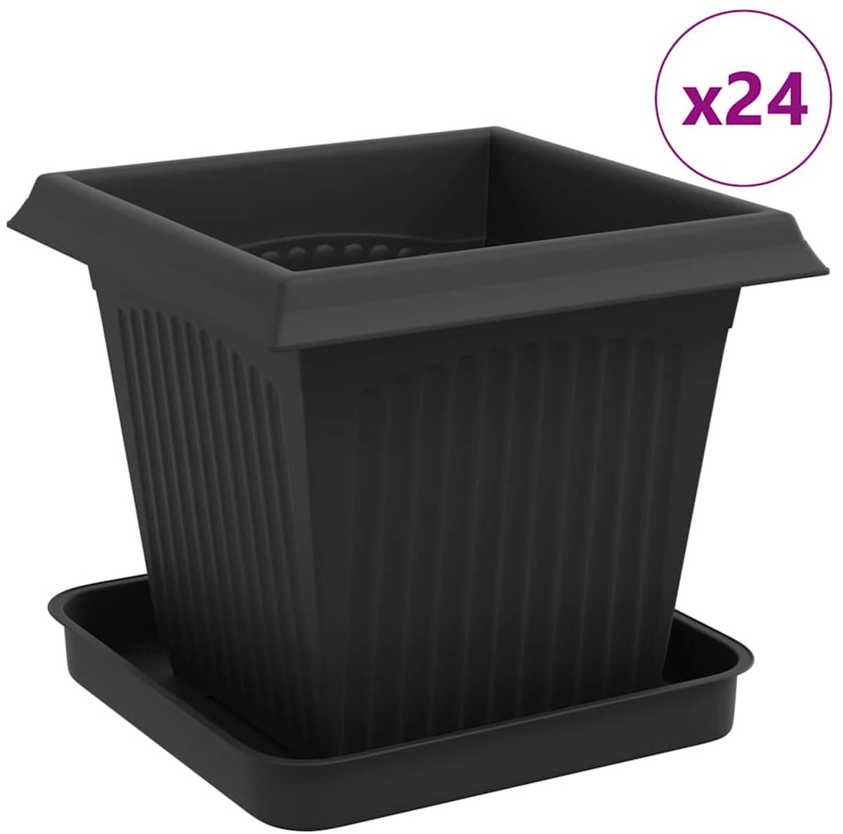vidaXL Plantenpotten - 24 - st - Zwart - Kunststof