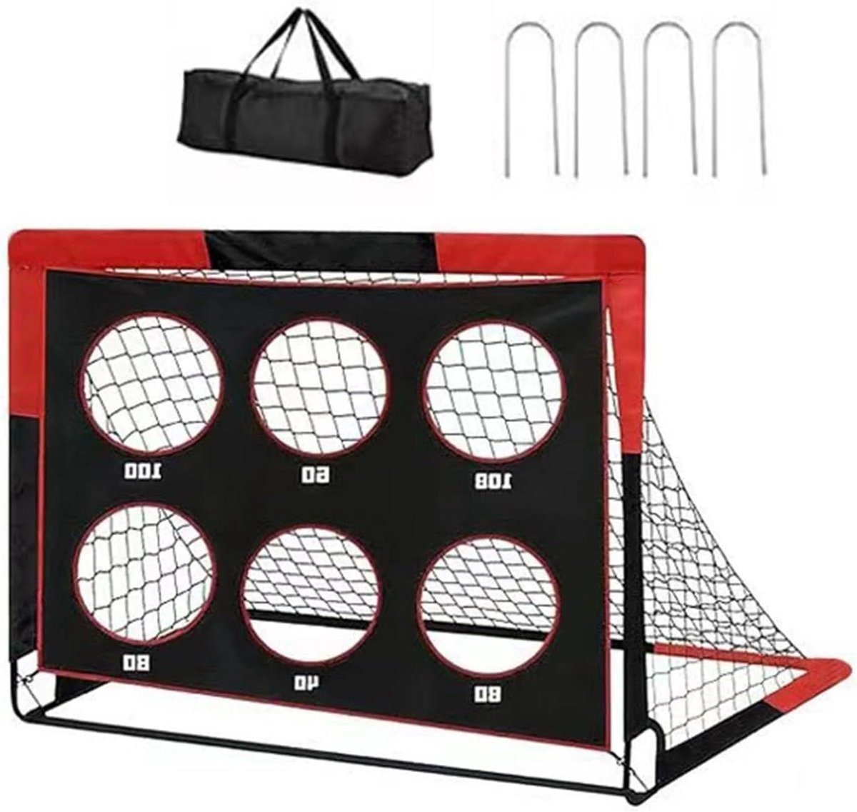 Voetbaldoelen Tuin - Pop-up Doel - Sport Training - Inklapbaar Ontwerp - 120 x 90 cm - Zwart/Rood