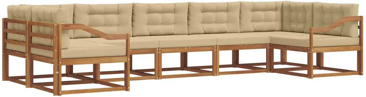 vidaXL Buiten - bank - set - 7 - st - 7-zits - Natuurlijk - en - Beige Natuurlijk en Beige