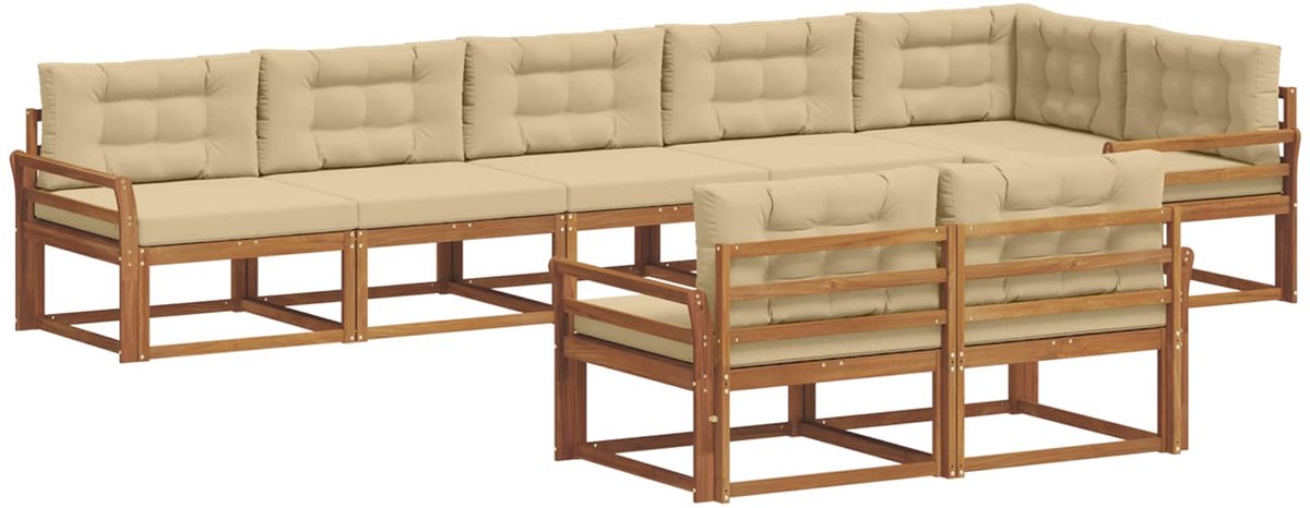 vidaXL Buiten - bank - set - 8 - st - 8-zits - Natuurlijk - en - Beige Natuurlijk en Beige