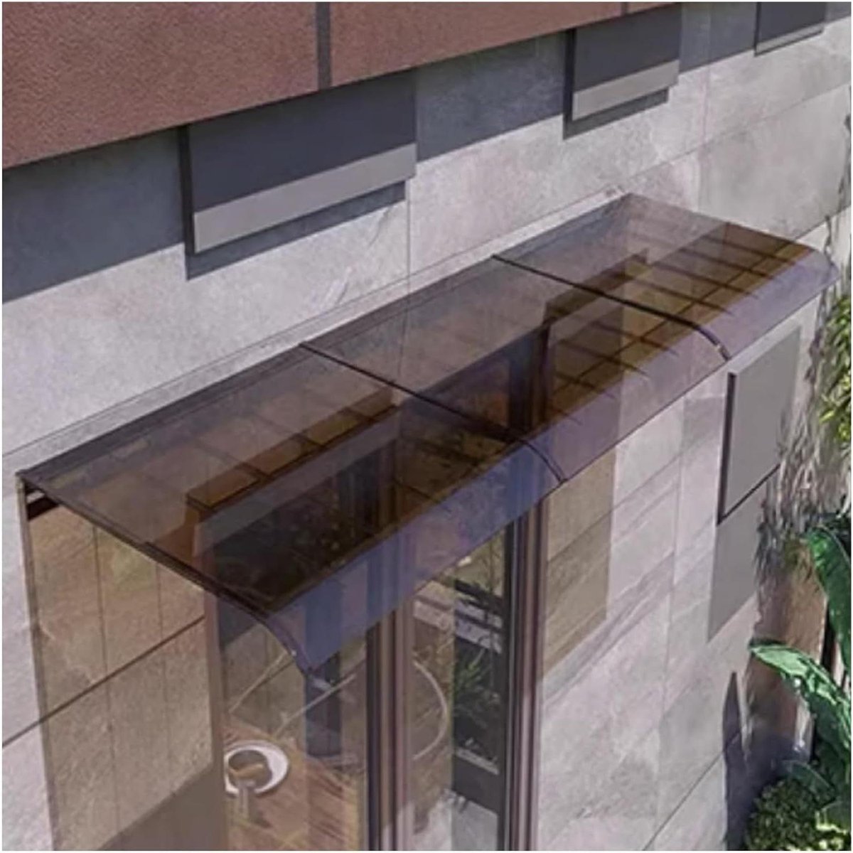 Deurluifel Polycarbonaat - Regenscherm Buiten - Bescherming Deur - Transparant Raam - 40 x 50 cm - Bruin